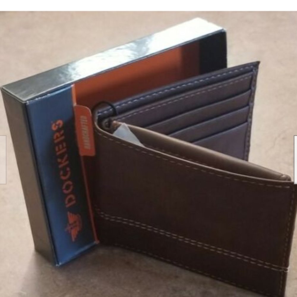 Dockers Leather Wallet Men's - NEW - Dark Brown